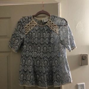 Light blue lace peplum top